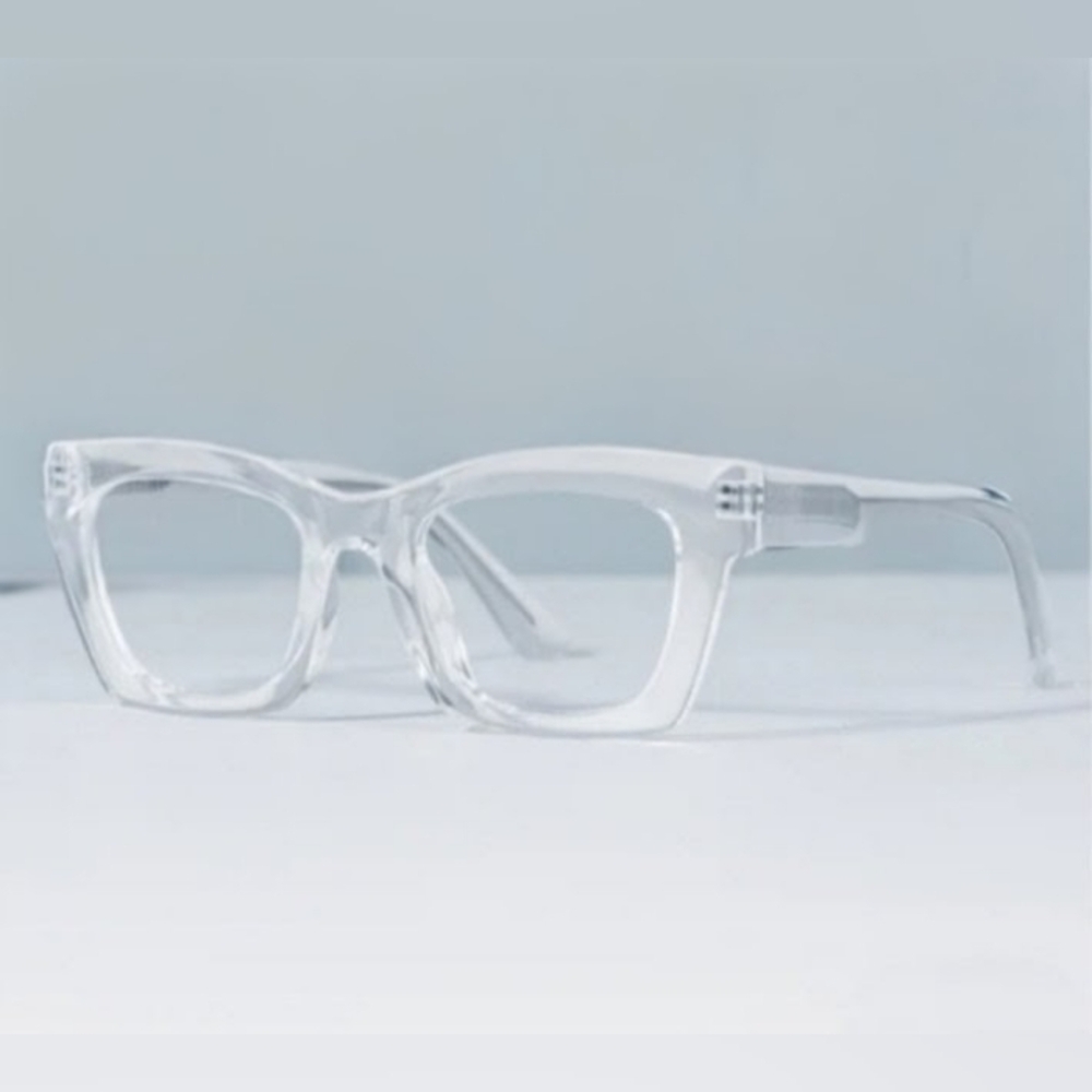 +4.00 Square reading glasses Oprah style Clear frame Blue light blocking readers
